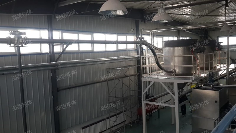 Pneumatic conveying of ash calcium powder